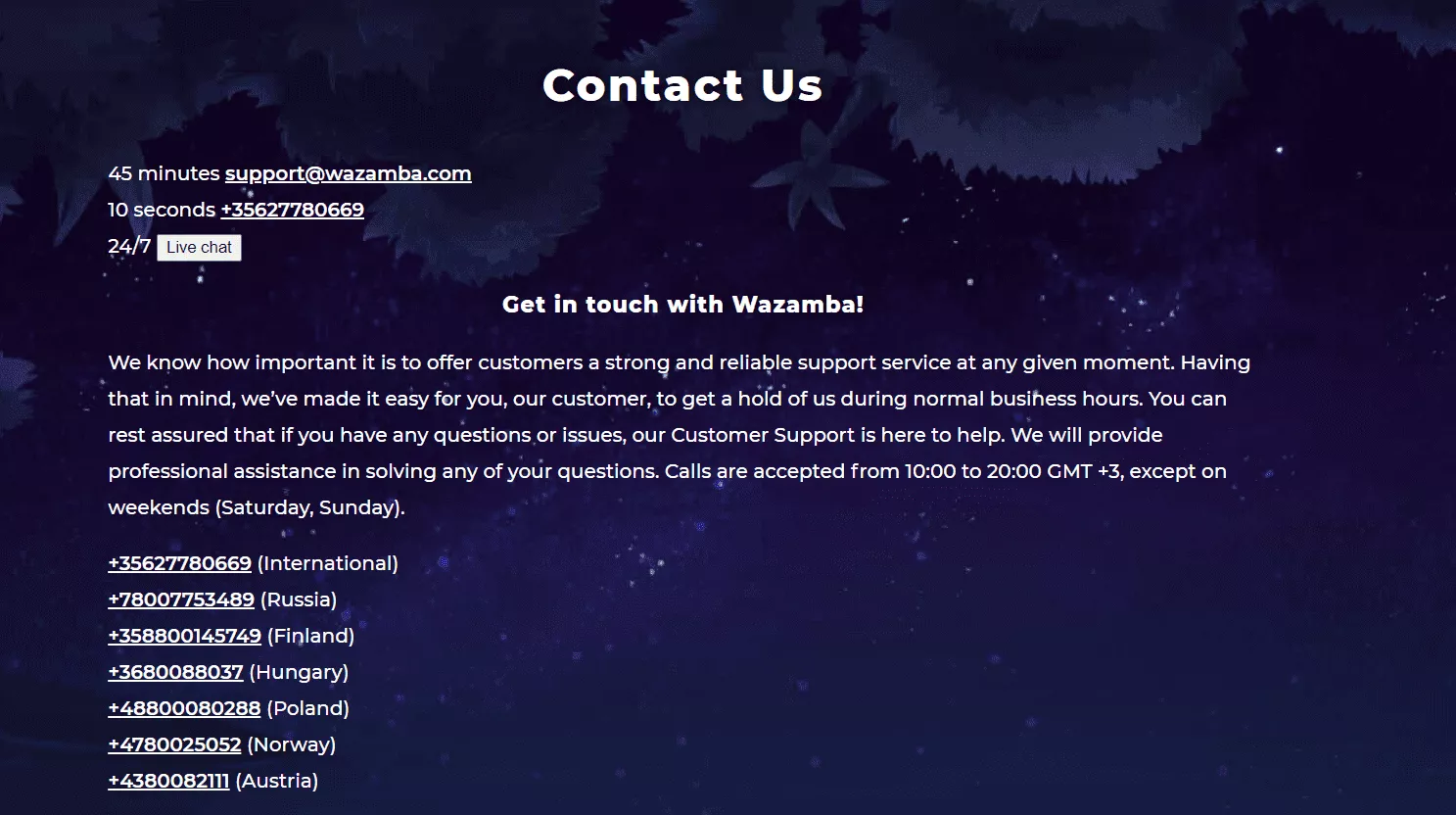 Support Contacts