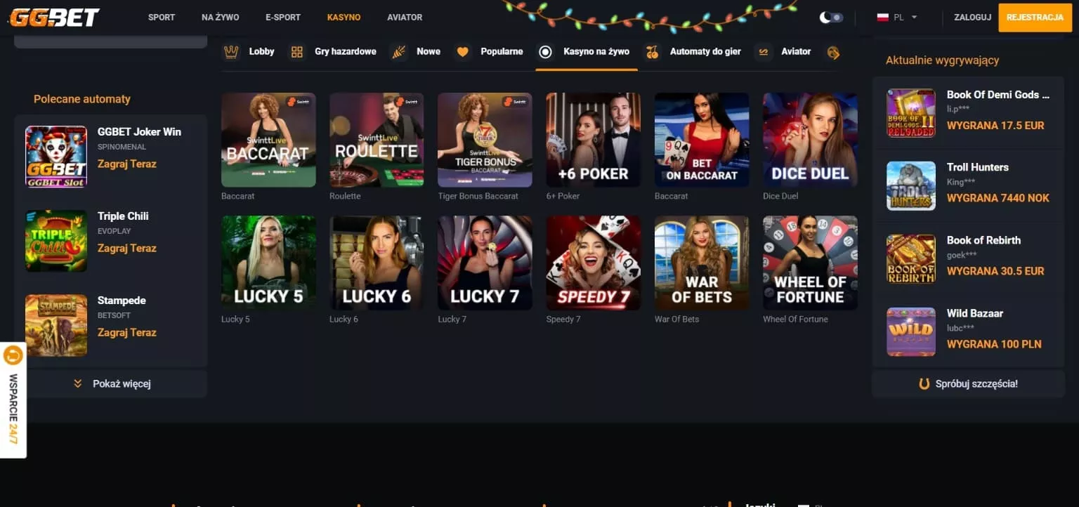 GGbet live casino