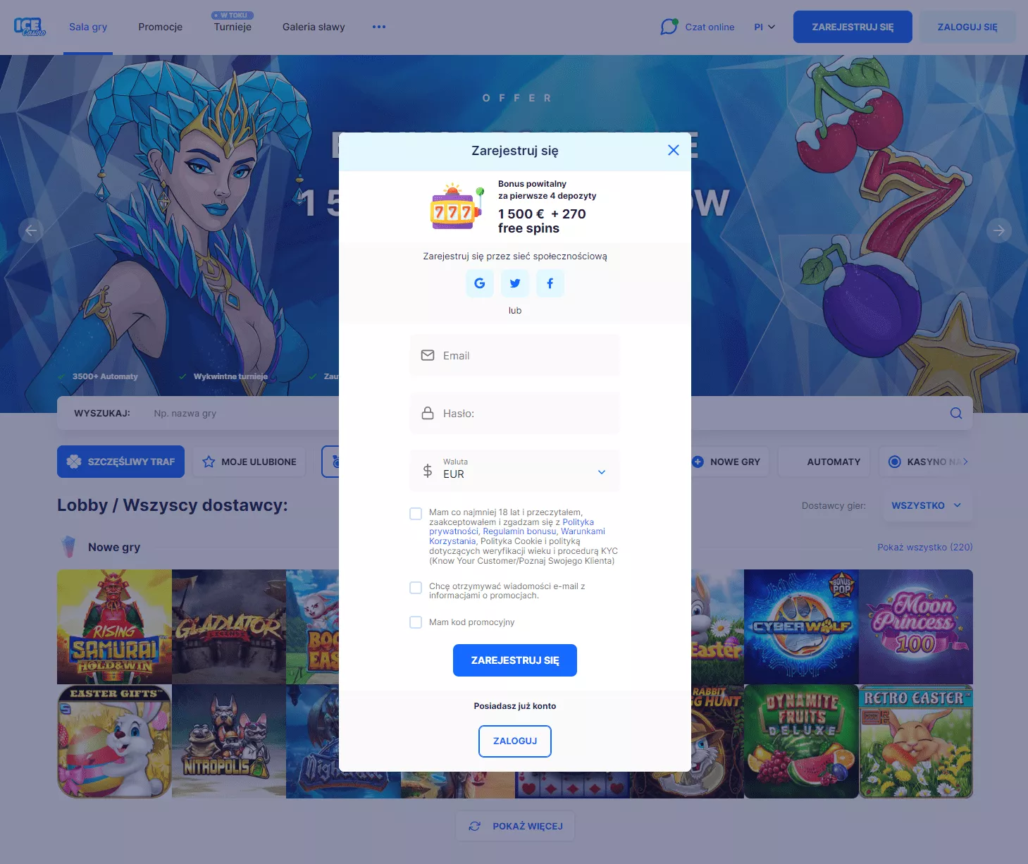ICE Casino registration